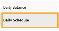 Reporting menu with yellow highlight box around the Daily Schedule report.